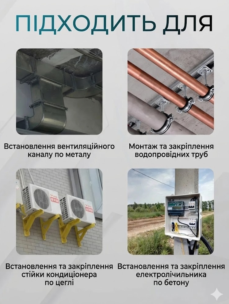 Приклади застосування: вентиляція, труби, кондиціонер, щиток