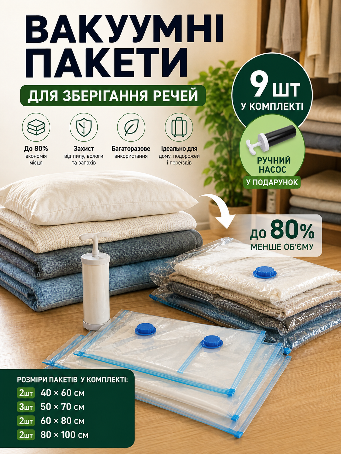 Вакуумні пакети для зберігання речей